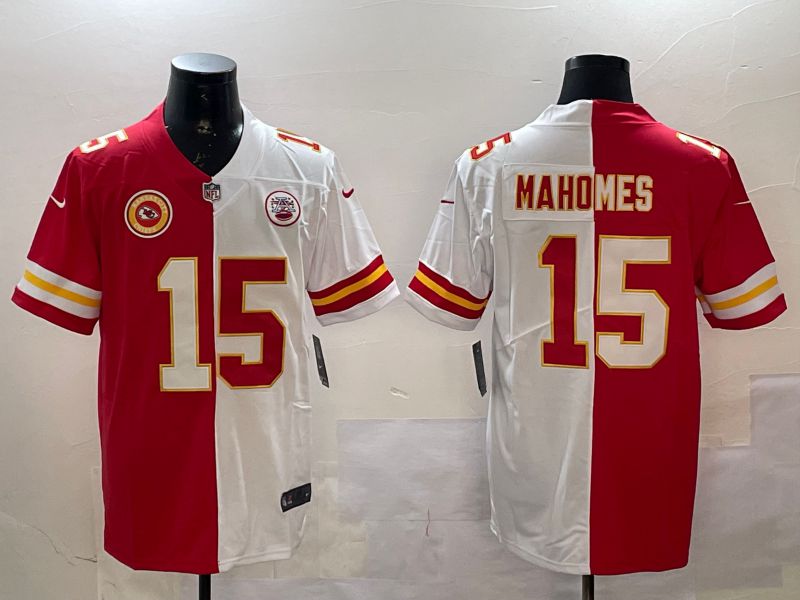 Men Kansas City Chiefs 15 Mahomes White red 2025 Nike Vapor Limited NFL Jersey style 1